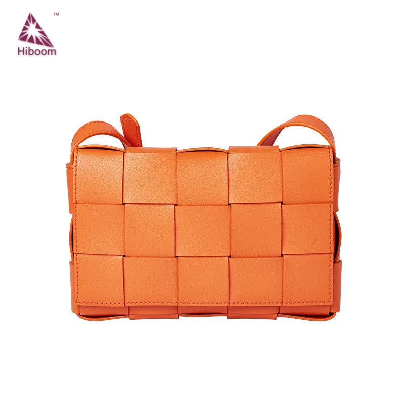 

Hiboom 2020 Personalities Retro fashion small Plaid splicing Woven Bag Messenger Bag single bag Small square bag