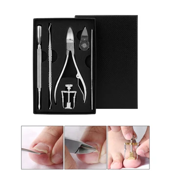 

6pcs /Set Ingrown Toenail Correction Set Toe Nail Fixer Pedicure Recover Lifter Scissors Cuticle Pusher Pliers Kit Manicure Tool