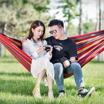 

Single Double Hammock Adult Outdoor Backpacking Travel Sleeping Bed Portable Canvas Hanging Bed Camping Hanging Porch Backyard