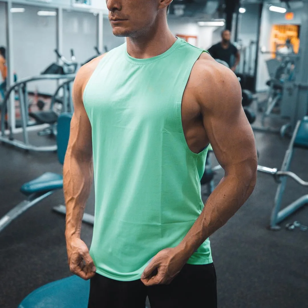 Men's Korean-Style Casual Sports Fitness Solid Color Vest Loose Breathable Quick-Drying Training Sleeveless T-shirt  Vest Check