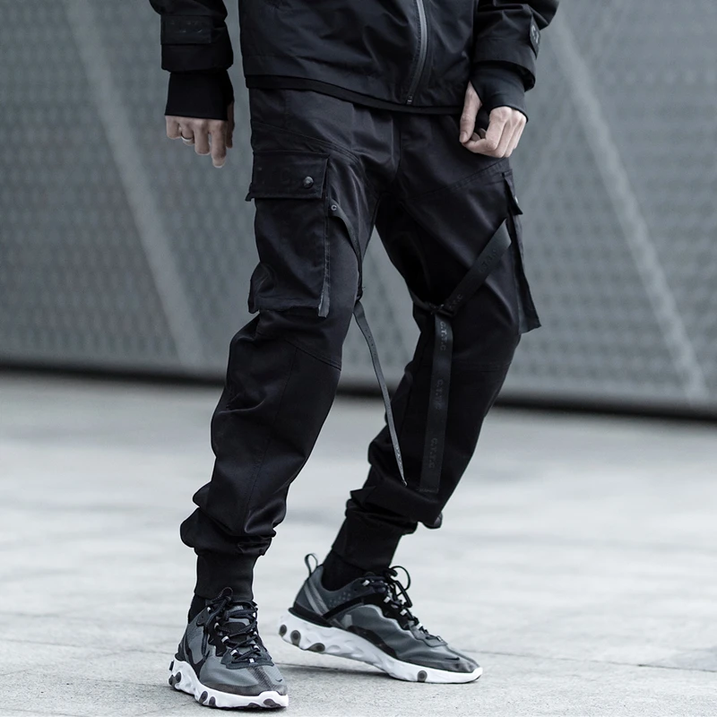 Reflectante Techwear Hi Street Paratroopers hombres deportes Jogger  Pantalones negro Grunge|Pantalones Harén| - AliExpress