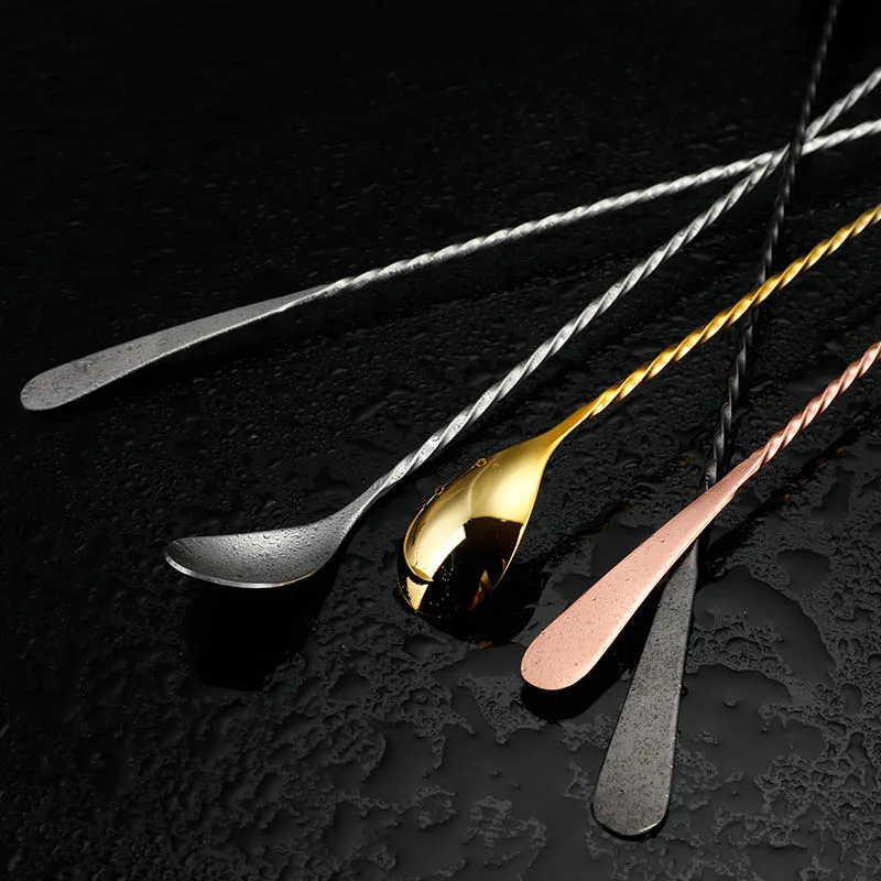 304 Stainless Steel Cocktail Bar Spoon 40CM Hoffman Drink Mixer Bar Stirring Mixing Spoon Spoons