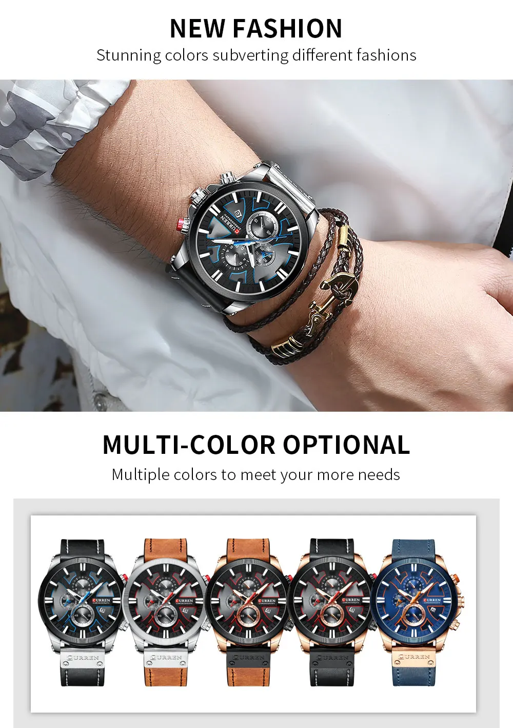 CURREN Часы Хронограф Спортивные мужские s кварцевые часы кожаные мужские наручные часы Relogio Masculino модный подарок для мужчин