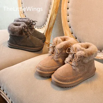 

Genuine leather Suede Children's Martin Boots Boys'Soft Bottom Bull Tendon Antiski Floor Boots New school Keep warm Shoes 2019