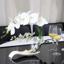 ABUI-бабочка Орхидея, искусственные цветы набор поддельная цветочная керамическая украшение вазы Phalaenopsis Статуэтка украшения для дома