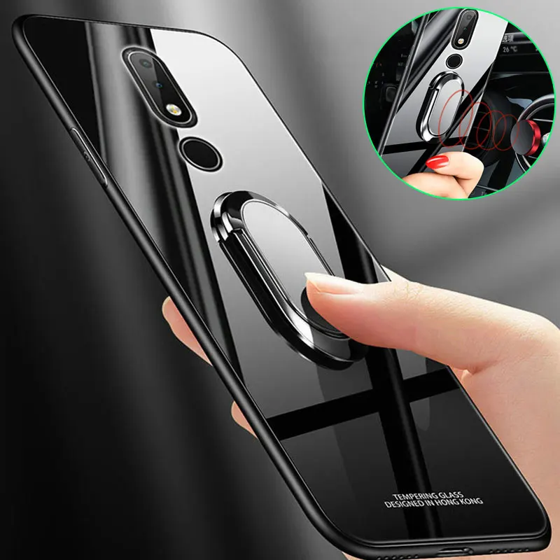 Чехол для Nokia 6 1 Plus X6 7 1x7 8 чехол с магнитным кольцом-держателем из закаленного