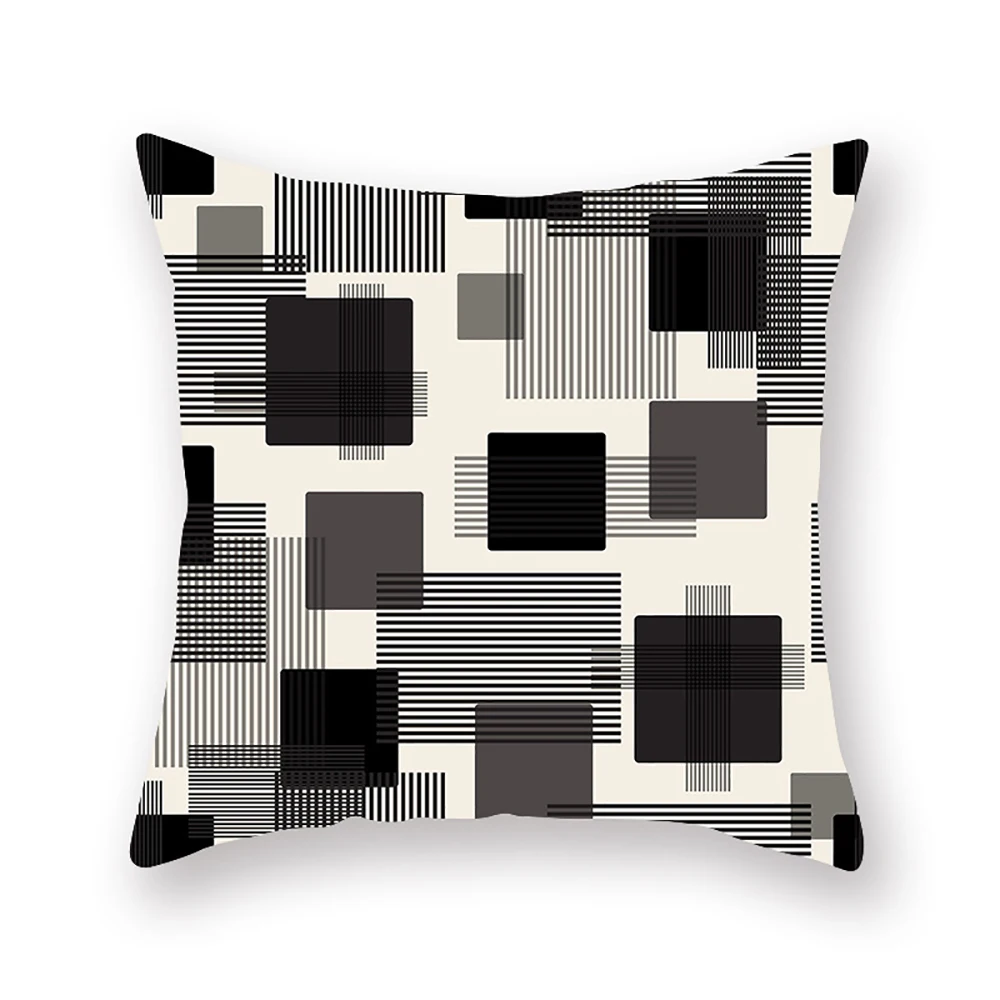 Lychee Black and White Cushion Cover Printed Sofa Decorative Cushion Case Home Sofa Throw Pillow Case - Цвет: 7