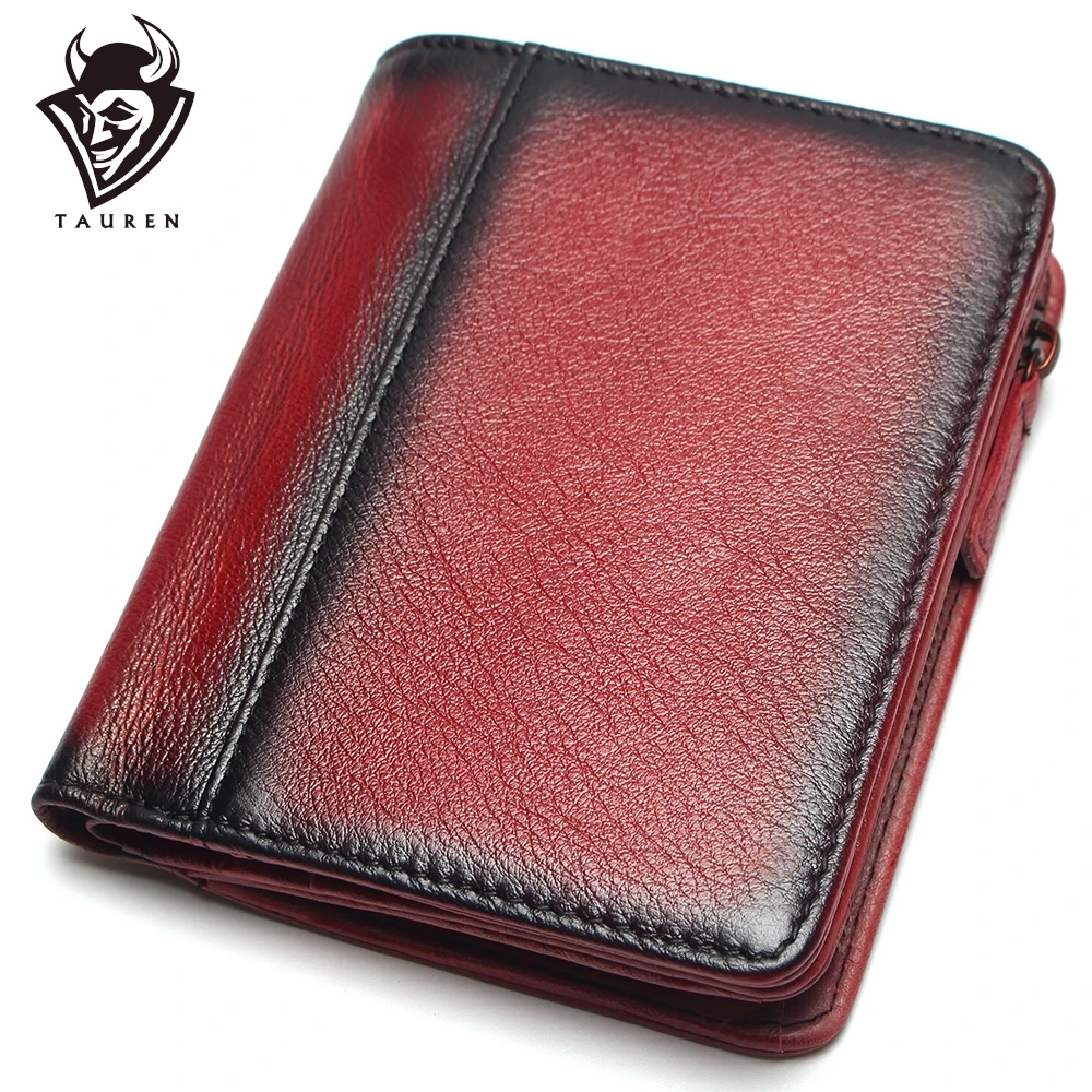 

Brush Color RFID Blocking Men's Imported Top Layer Leather Brushed Wallet Handmade Retro Wallet Pure Leather Leather Coin Purse