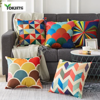 

YokiSTG Cushion Cover Geometry Decorative Throw Pillowcases Linen Cover Home Decoration For Sofa Car Chair