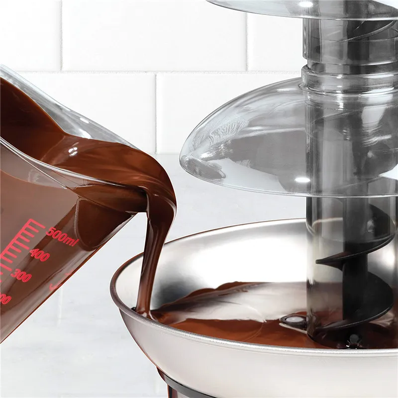 Stainless Steel Chocolate Fondue Fountain Big Capacity 3 Tiers Chocolat Melt With Heating Machin For BBQ Sauce Party