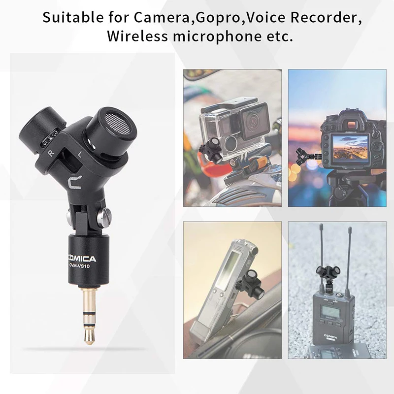 COMICA CVM-VS10 мини XY кардиоидный стерео микрофон для камеры Gopro смартфон микрофон для записи видео(3,5 мм TRS