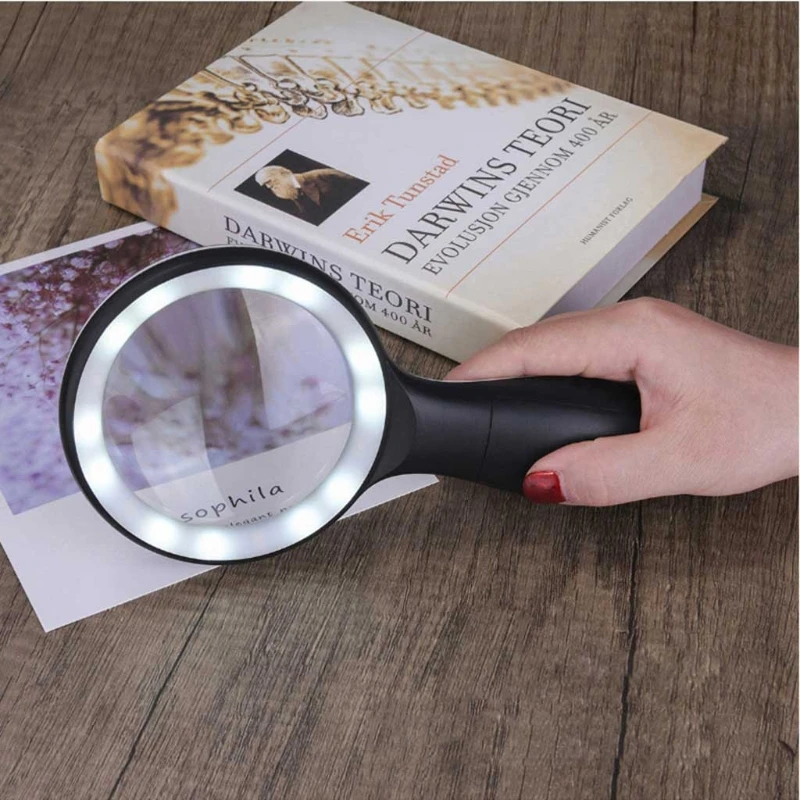 Grande loupe de lecture 10x pour livres scientifiques, journaux