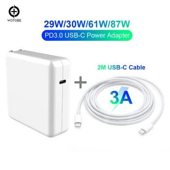 

USB-C Power Adapter 29W/30W 61W 87W PD3.0/QC3.0 Charger Charger Cable For MacBook Pro/Air iPhone 12/iPad Pro (or 2m USB-C cable)