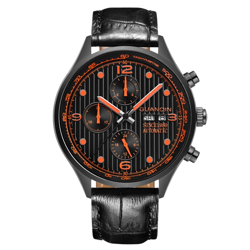GUANQIN GJ16100 часы для мужчин люксовый бренд Relogio Masculino Механические НОВЫЕ автоматические недели даты водонепроницаемые кожаные erkek kol saati - Цвет: 02