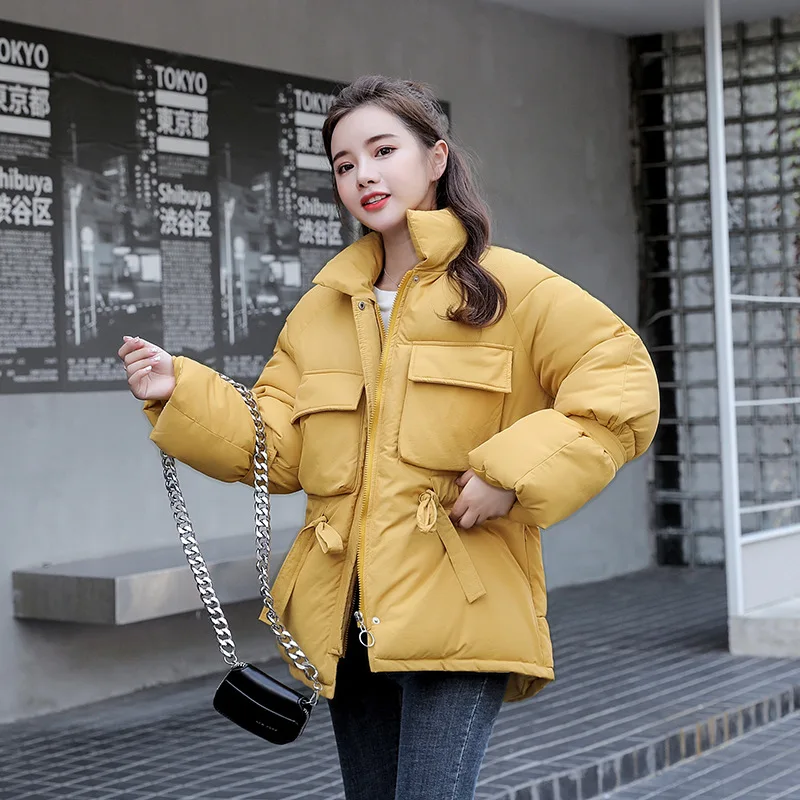 Цвет: желтый Abrigos Mujer Invierno короткая зимняя куртка женская меховая хлопковая стеганая куртка Женская парка Женская куртка зимнее пальто для женщин - Цвет: Цвет: желтый