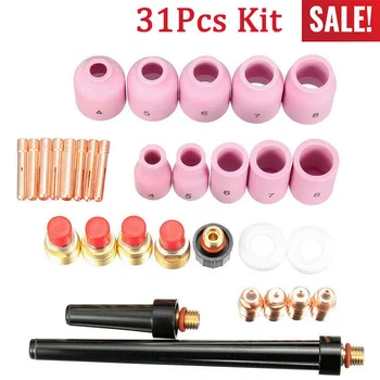 

31pcs TIG Air Gas Lens Collet Body Consumables Kit For WP 9 20 25 Welding Torch