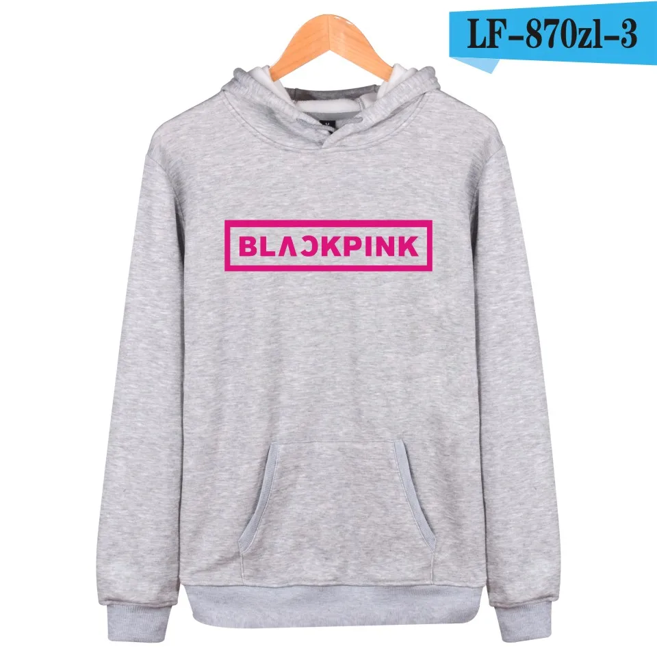 Gray blackpink Korean KPOP Girl Group Hoodies Sweatshirts Women Black Pink Hooded Sweatshirt Camisas Feminina KPOP Blackpink Clothes - Цвет: Gray