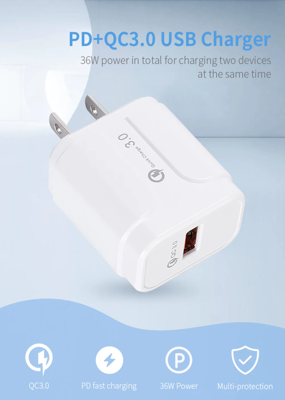 Быстрая зарядка один USB 3,0 быстрое зарядное устройство для мобильного телефона ЕС/США вилка путешествия USB настенное зарядное устройство адаптер для IPhone samsung Xiaomi huawei