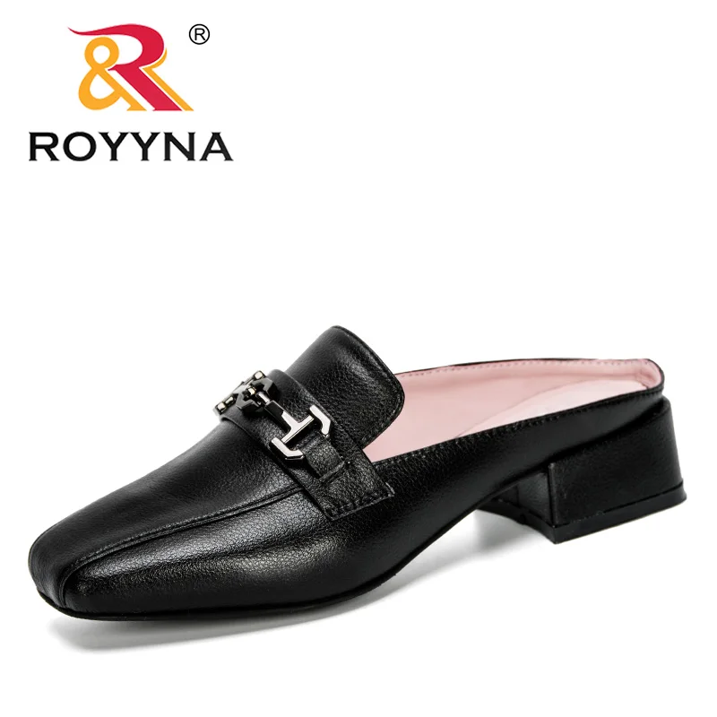 ROYYNA 2020 New Designers Popular Flat Shoes Fashion Mules Women Square Toe Slip On Sandalias Woman Slipper Summer Sandals Comfy | Обувь