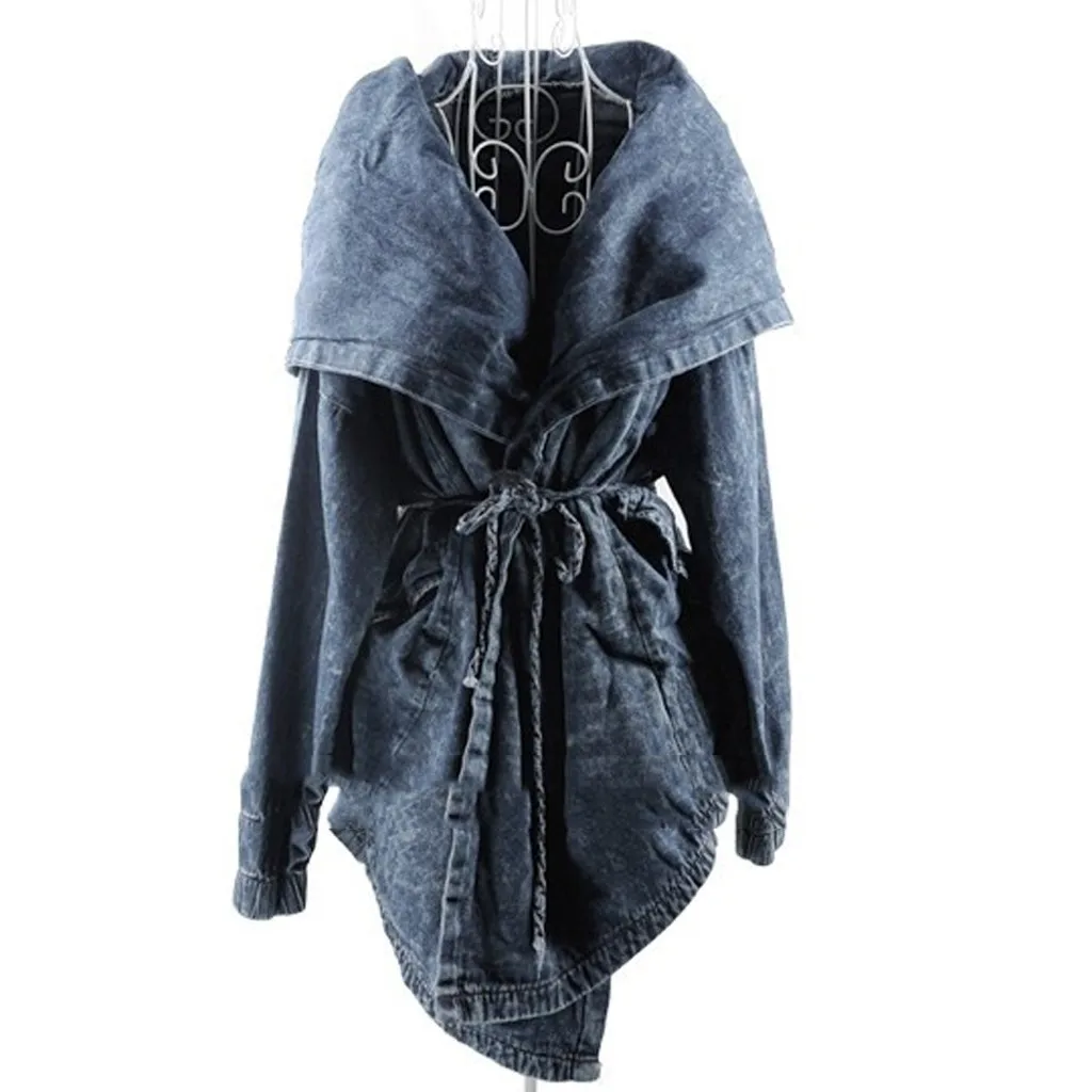 Vintage Women Denim Ripped Jackets Casual Blue Jean Jacket Coats Autumn ...