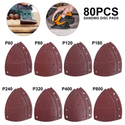 Feuilles abrasives 11 trous, 80 pièces, papier de verre, mélange de papier de ponçage, grain 60 80 120 180 240 320 400 800 
