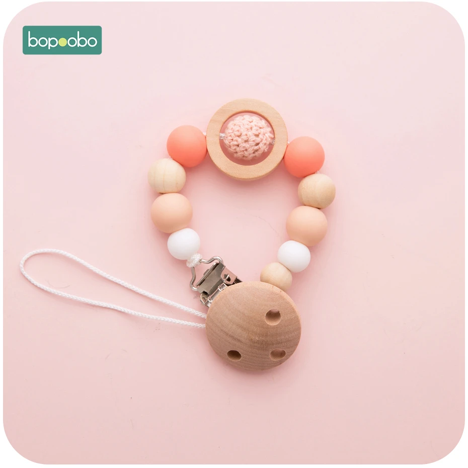 Bopoobo 1 шт. Силиконовые Прорезыватели из бука, вязанные крючком бусины Bpa бесплатно пустышка Клип пищевой класс Силиконовые Ювелирные изделия, делая для клипса с зубцами цепи