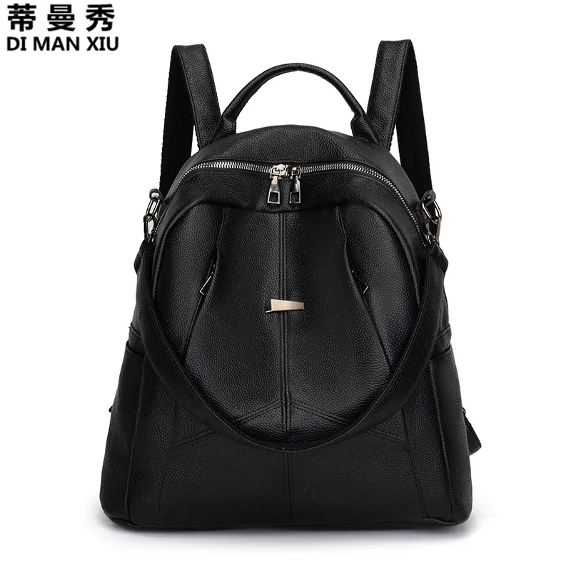 

2019 New Style Fashion Pu Soft Leather Backpack Korean-style Simple Casual Large Capacity Travel Backpack Women's
