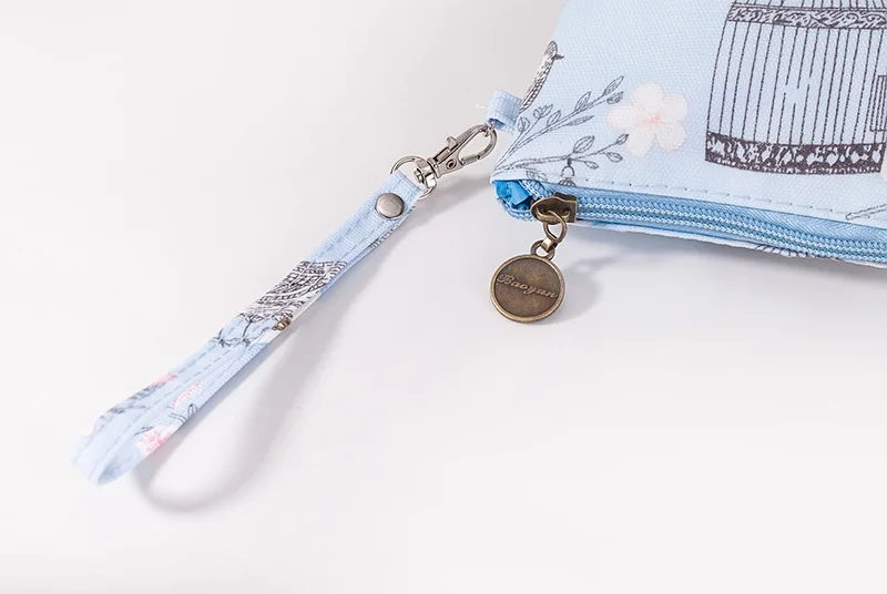 FUDEAM Polyester Rose Flower Bird Pattern Women Cosmetic Bag Toiletries Storage Organize Waterproof MakeUp Bag Portable Wash Bag