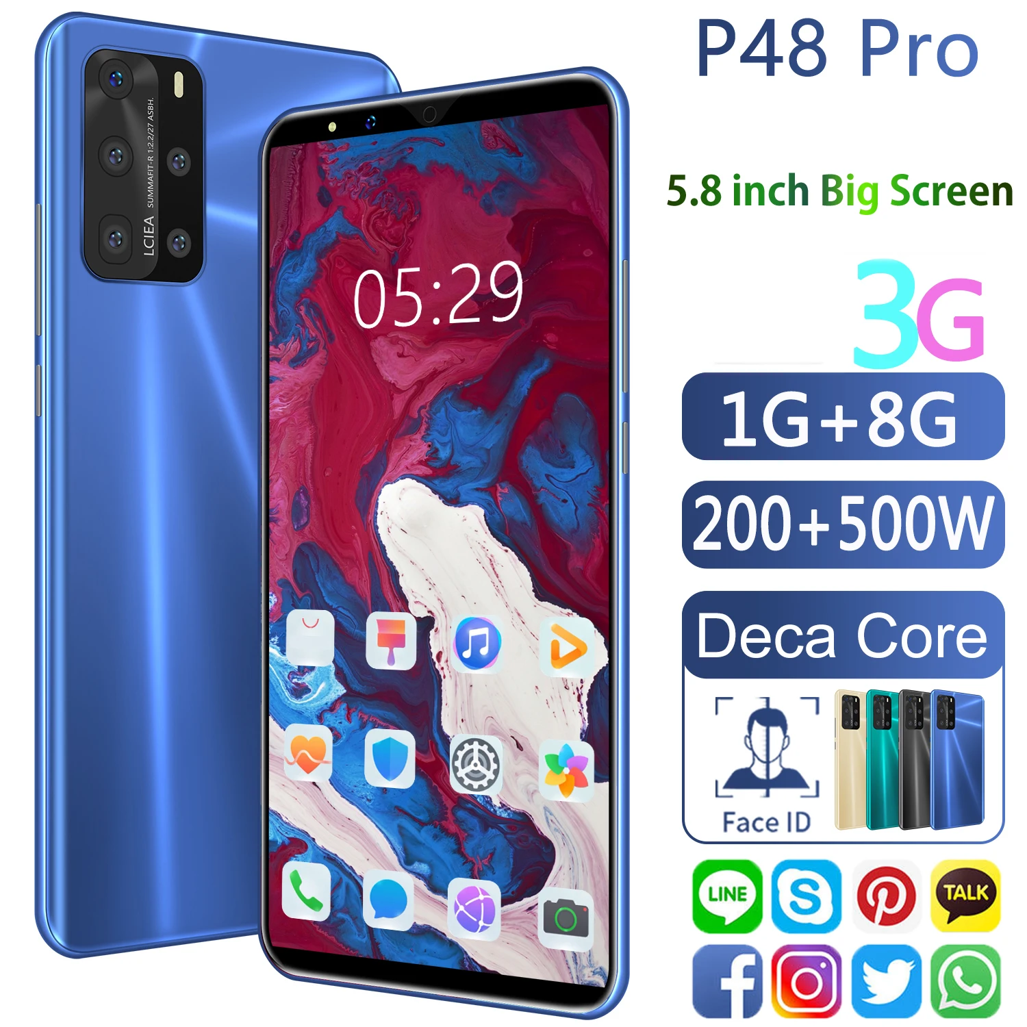 3G teléfono inteligente Wcdma CECTDIGI P48 Pro 1GB de RAM + 8GB Rom 5,8 pulgadas teléfono inteligente de pantalla grande Quad Core desbloqueado teléfono móvil con doble Sim