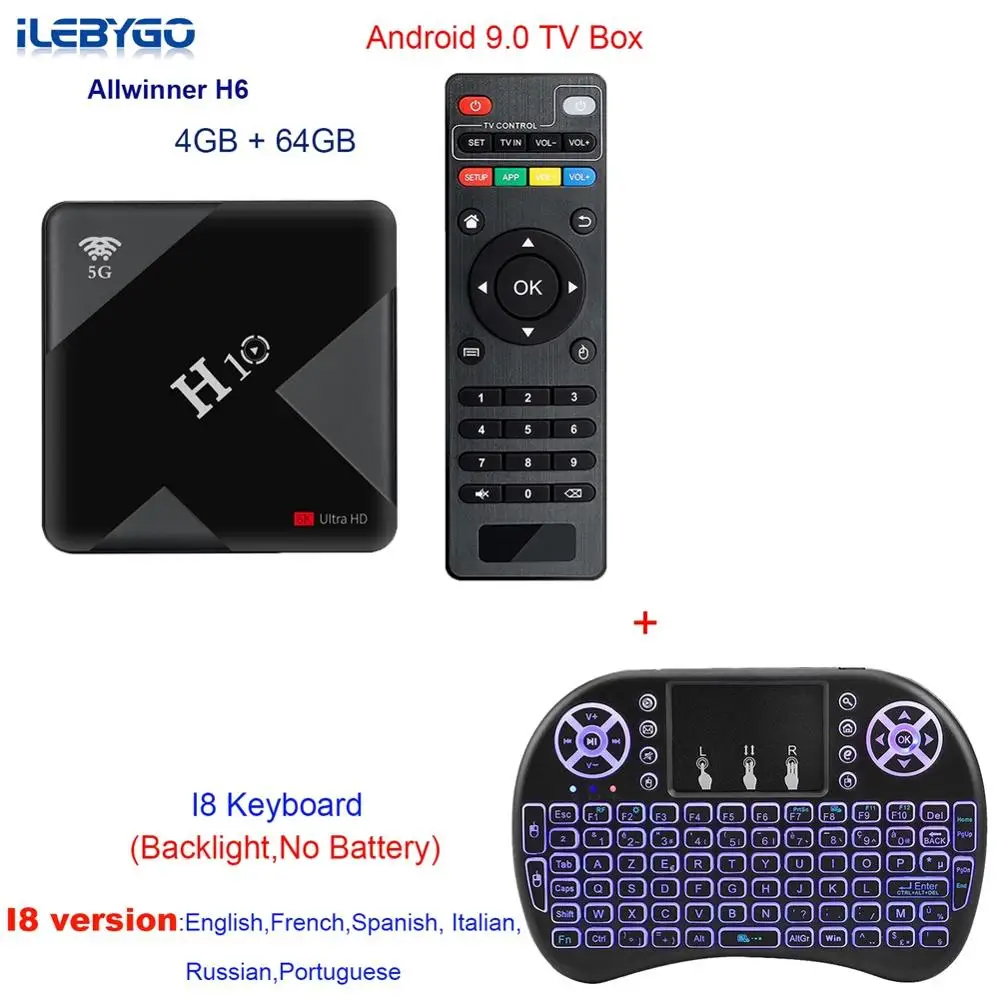 ТВ приставка H10 Android 9 0 4 ГБ 32 Allwinner H6 Quad Core 6K Smart TV Box Гб 64 Dual Wifi 2 4G/5G USB3.0
