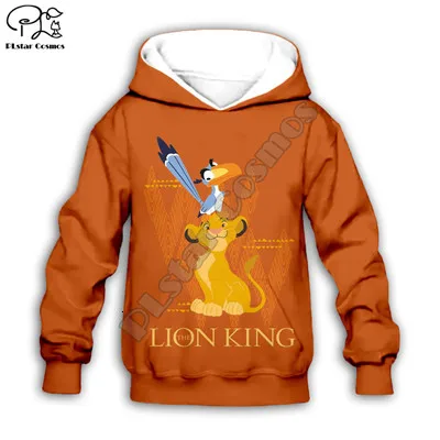 Simba толстовка с капюшоном и 3D-принтом «Король Лев» для маленьких детей, толстовки на молнии стильная толстовка с длинными рукавами и рисунком для мальчиков и девочек-17 - Цвет: Beige
