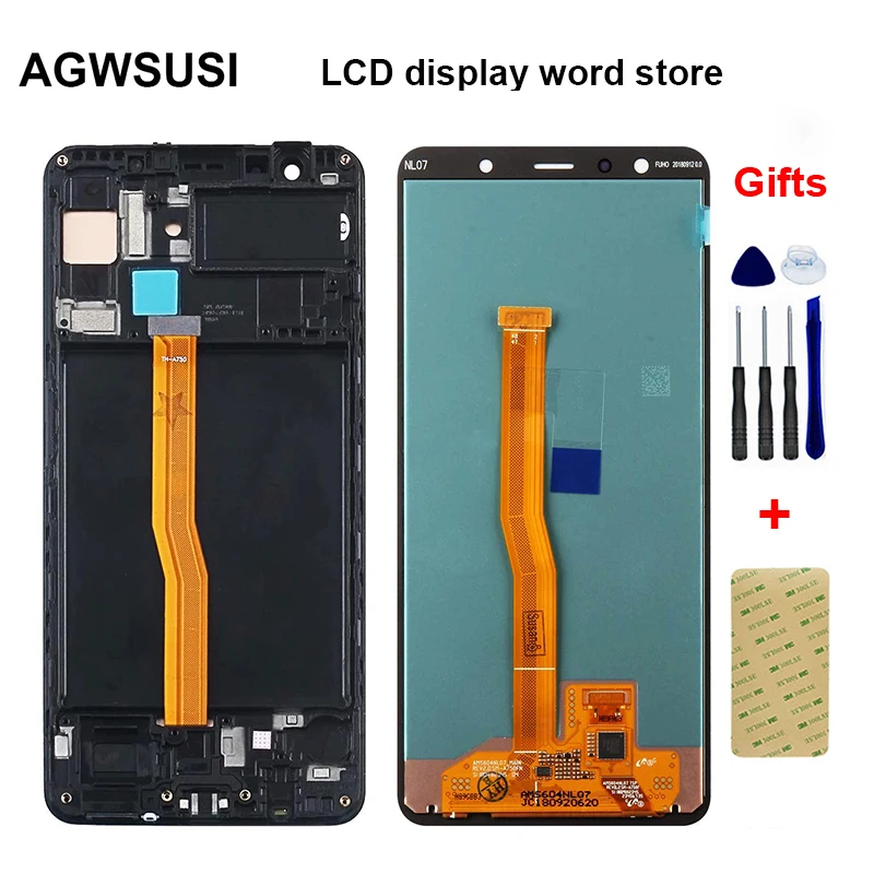 

AMOLED For Samsung Galaxy A7 2018 A750 SM-A750F A750F LCD Display Touch Screen Digitizer Assembly Frame Replacement