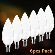 

6 Pieces/set led Light bulb E14 LED Lamp Indoor Warm Cold White Light 5W LED Candle Bulb Home Decor Chandelier