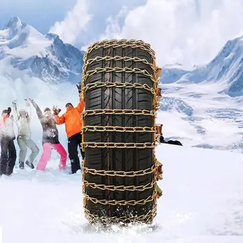 

6pcs/set Car Tyre Chian Anti-slip Winter Roadway Safety Tire Snow Chain Adjustable Anti-skid Safe Double Snap Skid Wheel Chains