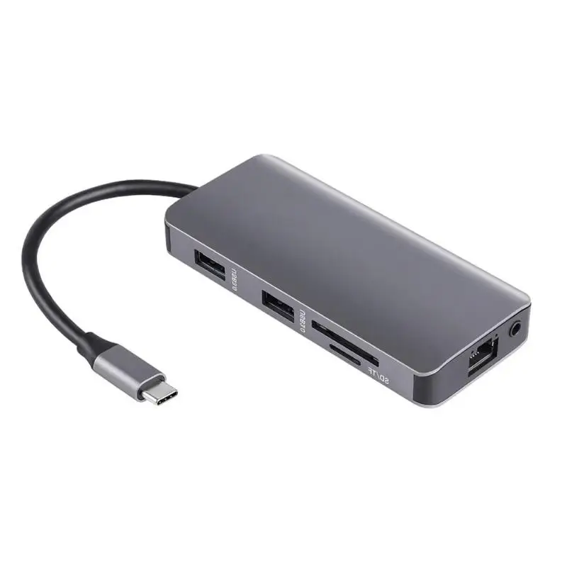 9-1 концентратор Тип с разъемами типа C и HDMI VGA USB3.0 TF карты максимальные значения, Скорость передачи данных до 5 Гбит/с считыватель зарядка PD RJ45 адаптер