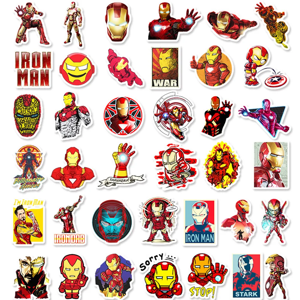 10 52pcs cartoon marvel iron man stickers luggage guitar skateboard laptop anime avengers kids cool waterproof sticker toys stickers aliexpress