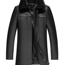 Мужская куртка из натуральной кожи, подкладка из натурального кроличьего меха, пальто, зимняя мужская куртка, Воротник из меха норки, козья кожа, теплые куртки LSY088387 MY1649