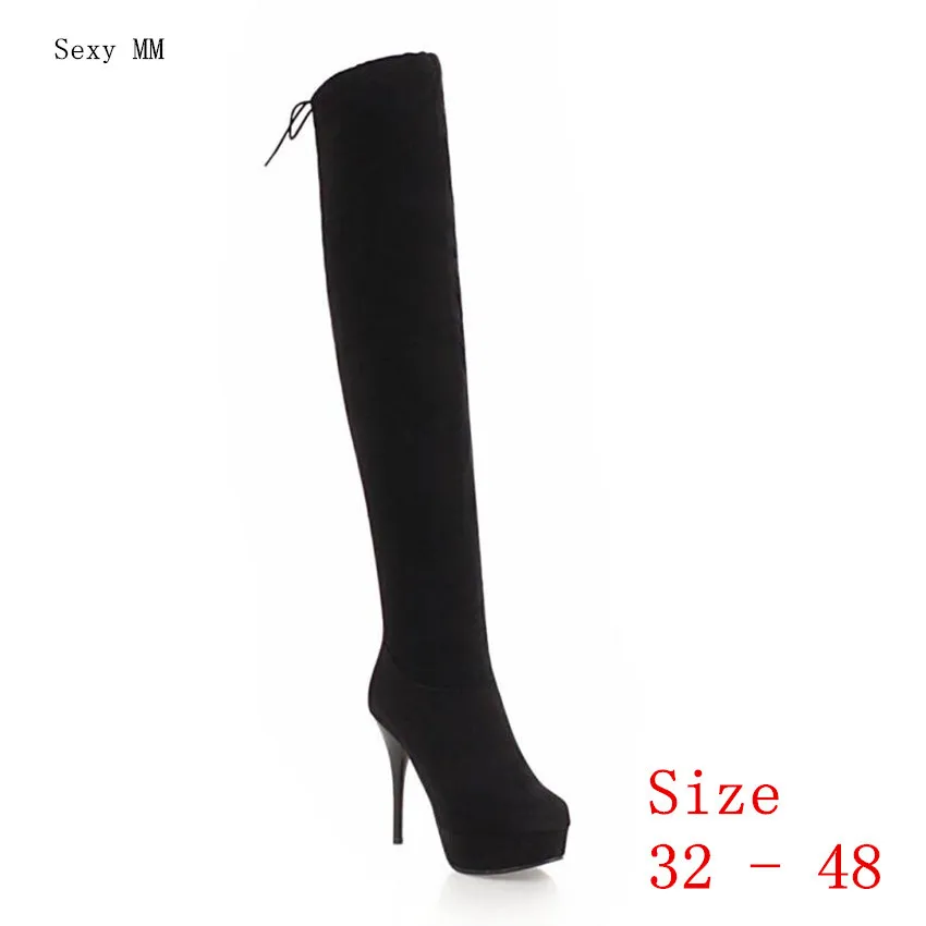 Platform Women Over the Knee Boots High Heel Shoes Woman Thigh Small Plus Size 32 33 -40 41 42 43 44 45 46 47 48 | Обувь