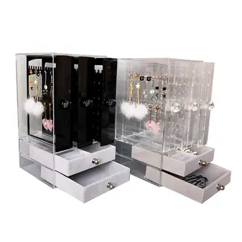 

Plastic Jewelry Organizer Box Dust-proof Necklace Earrings Holder Display Stand Jewelry Storage Racks Storage Box
