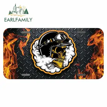 

EARLFAMILY 13cm x 6.8cm for Skull Black Helmet Flame Car Stickers Waterproof Surfboard VAN Decal Scratch-Proof Anime Car Styling