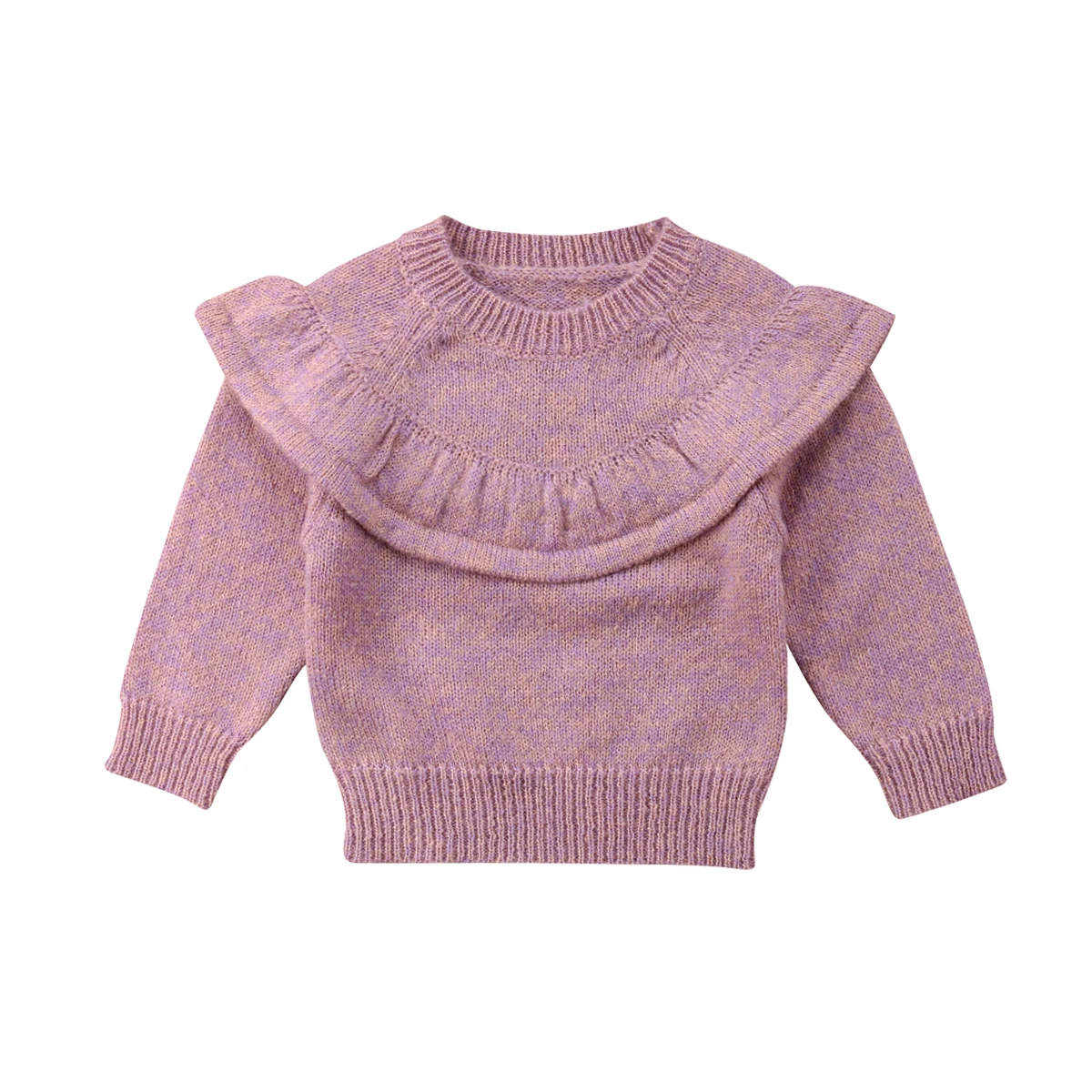 New Born Autumn Winter Lovely Toddler Baby Girls Sweater Tops Long Sleeve Solid Ruffles Pullover Sweaters Outfit 0-3Y