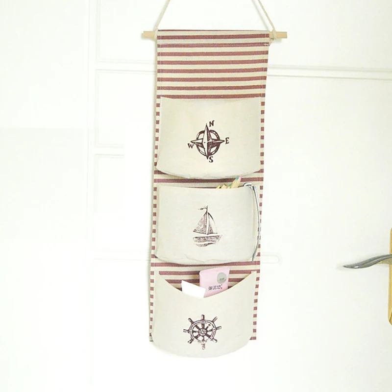 Lightweight Cotton Home Wall Hanging Storage Bag Waterproof Over Door Closet Organizer Box Linen Hanging Bags