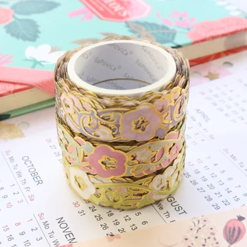 

Domikee Cute creative gold foil hollow journal planner masking tape school diary planner decorative DIY washi tape stationery 5m
