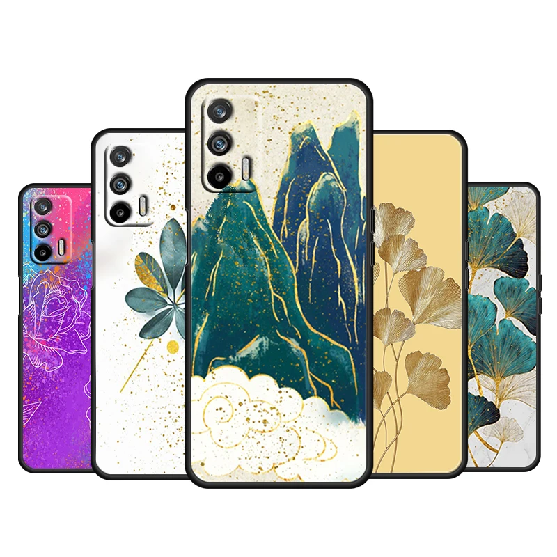 Золотая фольга Художественная печать для OPPO Realme Q3 Q2 V15 V3 X50 X7 X3 X2 XT Pro Carnival Superzoom