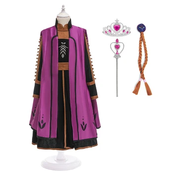 

New Princess Anna Dress Cosplay Costume Girl Children Kid Princess Elsa Cosplay Fancy Suit Pants Coat Snow Queen Christmas Gift