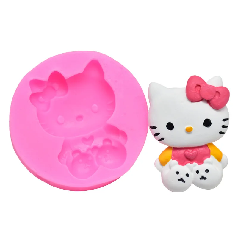 3D hello kitty Мыло Форма для тортов, фондана шоколадная форма ароматический гипс силиконовая форма