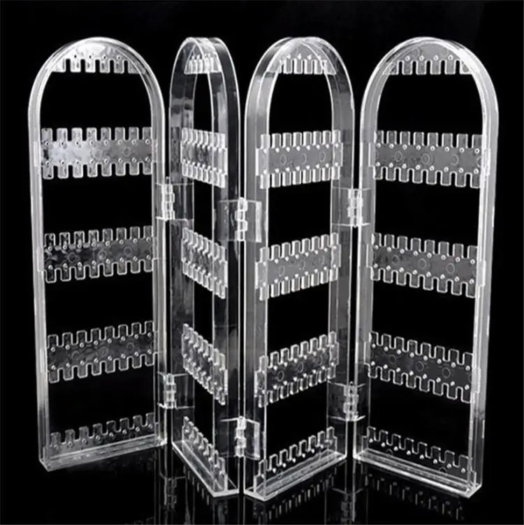 

Manufacturers Direct Selling PS Two Folding er huan jia Transparent Dome Arc 240 Hole Screen Jewelry Stand