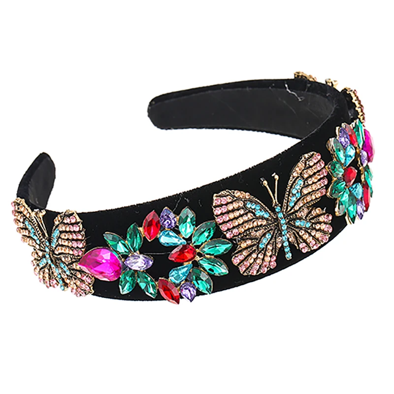 

ZHINI New Simple Butterfly Headbands for Women Luxury Charming Colorful Crystal Hair Band Statement Jewelry Accessories