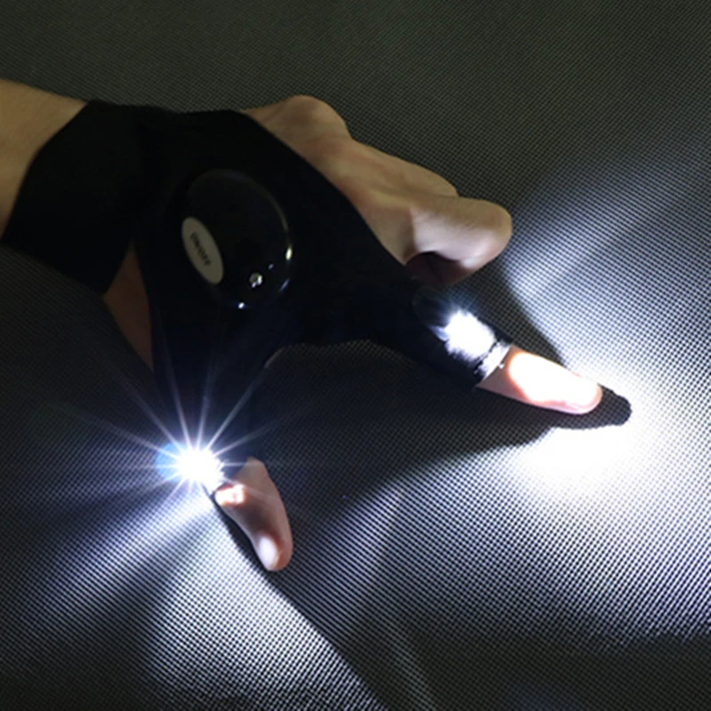Guantes sin dedos con correa mágica para pesca al aire libre, linterna LED, cubierta para linterna, supervivencia, Camping, senderismo, ciclismo, herramienta de rescate