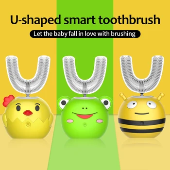 

New U 360° Kids Sonic Electric Toothbrush Silicon Cartoon Pattern Ultraviolet Disinfection Ultrasonic Toothbrush for Children